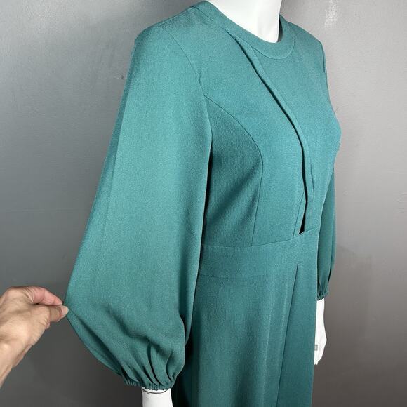 Tibi Dress‎ Size 6 Savana Cutout Crepe Mini Long Sleeve Cypella Teal Green - Picture 6 of 12